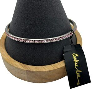 VTG  Cookie Lee Bracelet Bangle Pink Crystal Hostess Exclusive Silver Tone‎ NEW